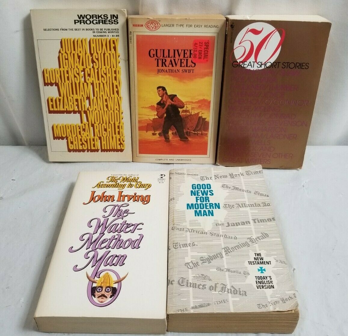 Lot of 5 MISCELLANEOUS Paperback Books GULLIVERS TRAVELS, Short Stories, Method