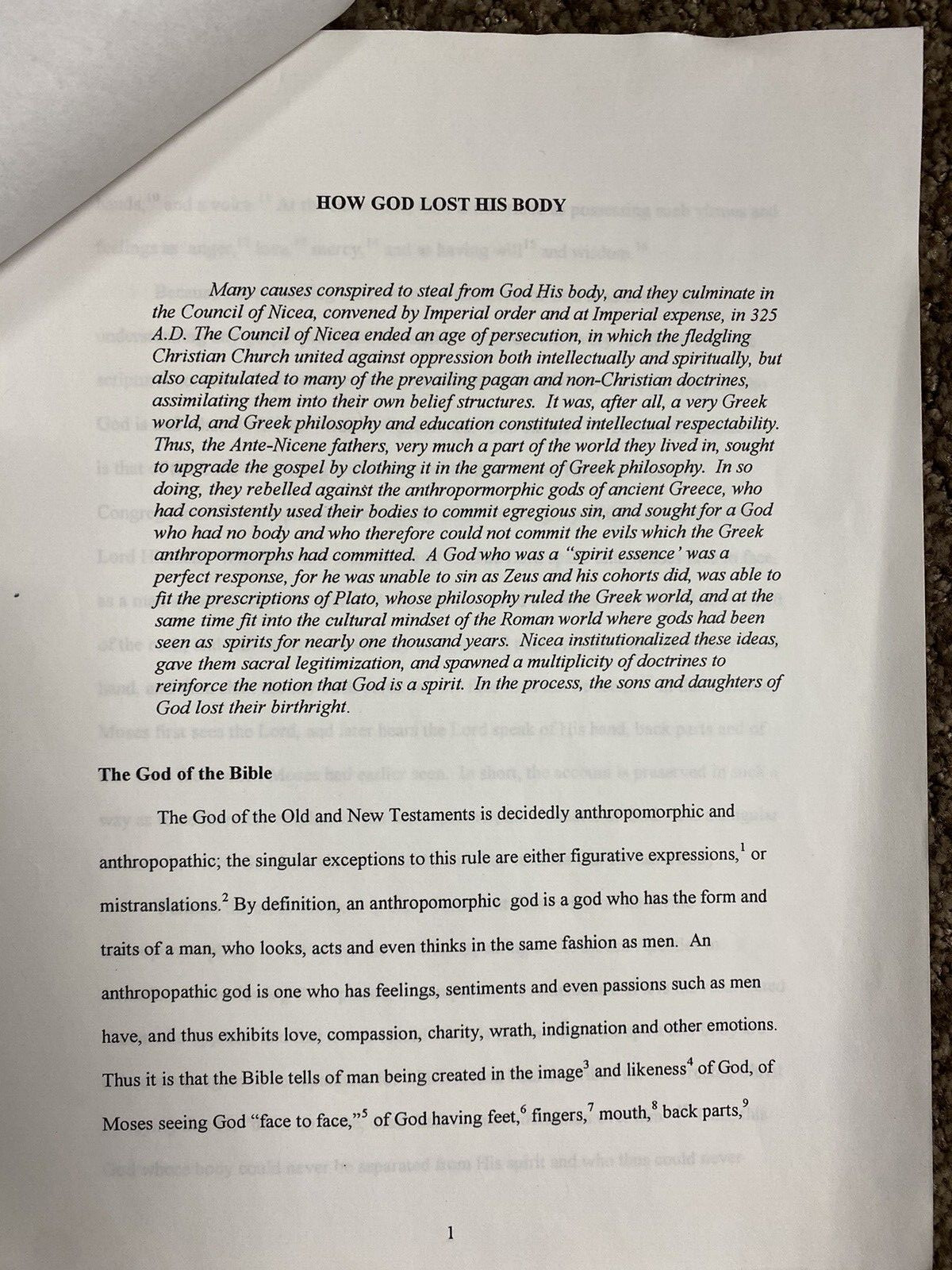 Mark L. McConkie HOW GOD LOST HIS BODY 2000 article 39 printed pages (not book)