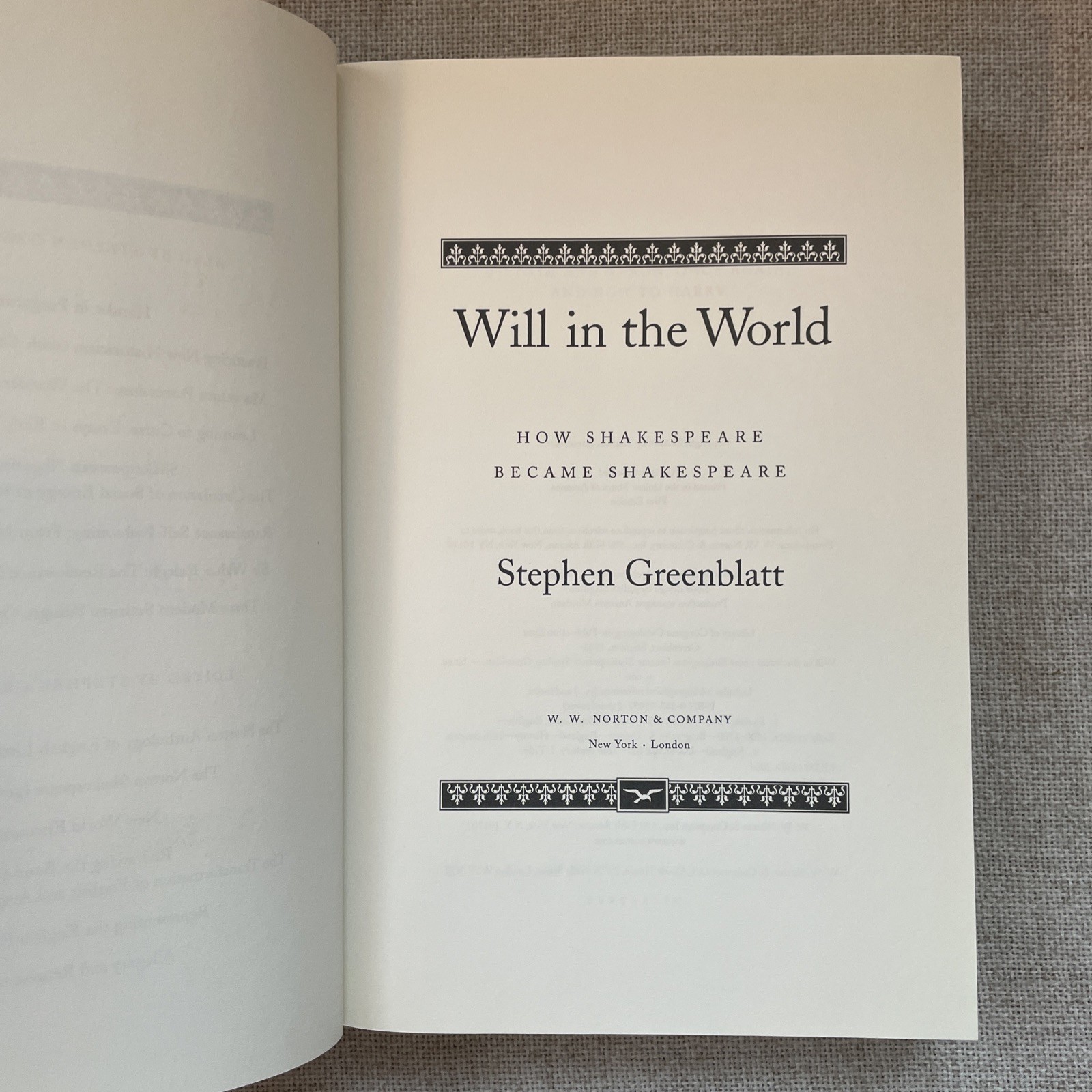 Will in the World by Stephen Greenblatt 2004 Hardcover First Edition Shakespeare