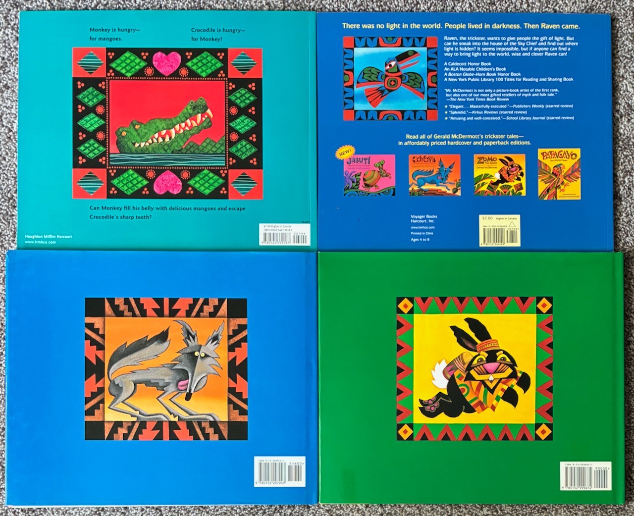 Gerald McDermott Trickster Tales Lot Zomo The Rabbit Monkey Raven Coyote LikeNEW