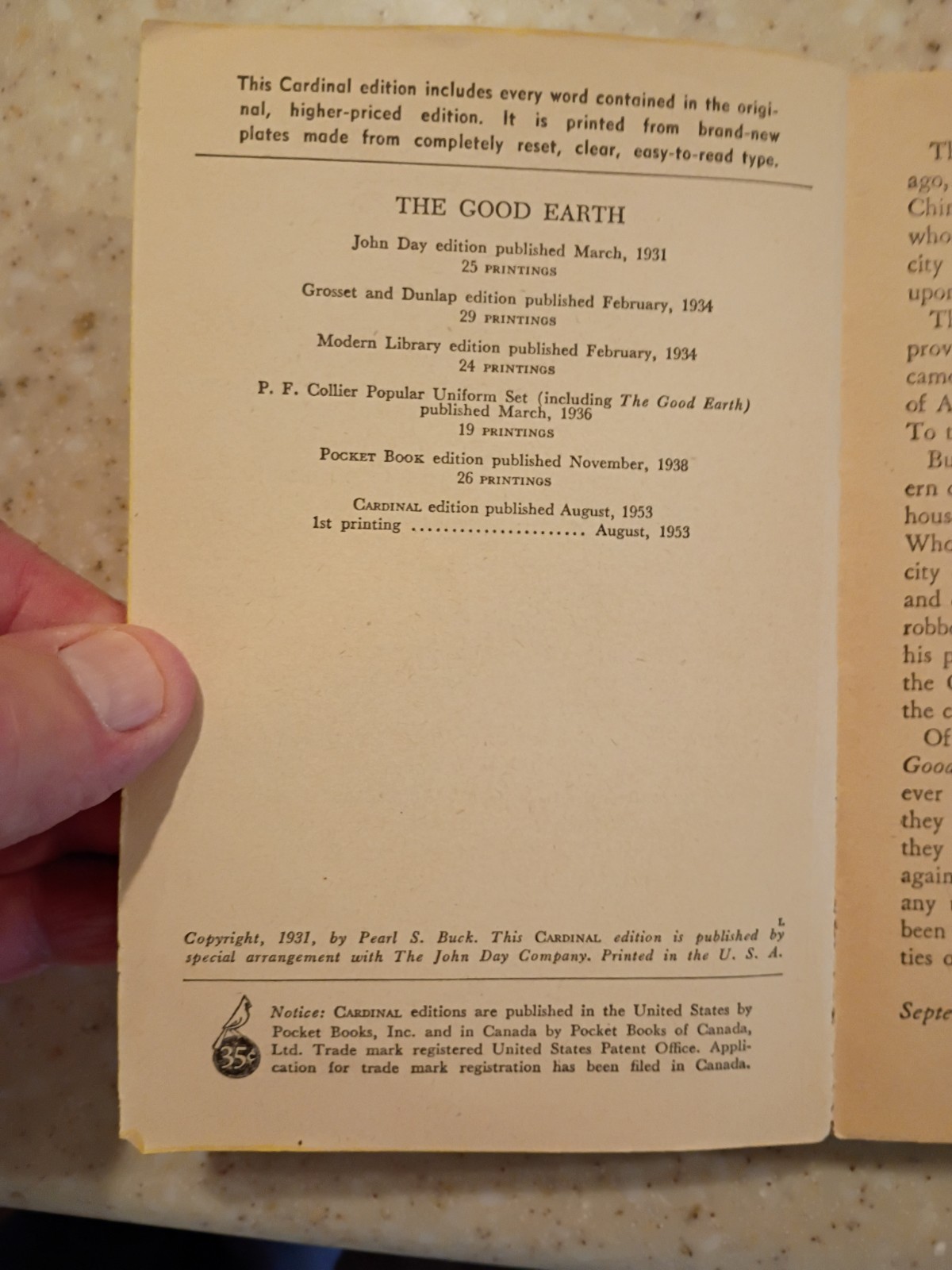 LOT OF 3 PEARL S BUCK CARDINAL EDITION PAPERBACKS FAST FREE SHIPPING SEE PHOTOS