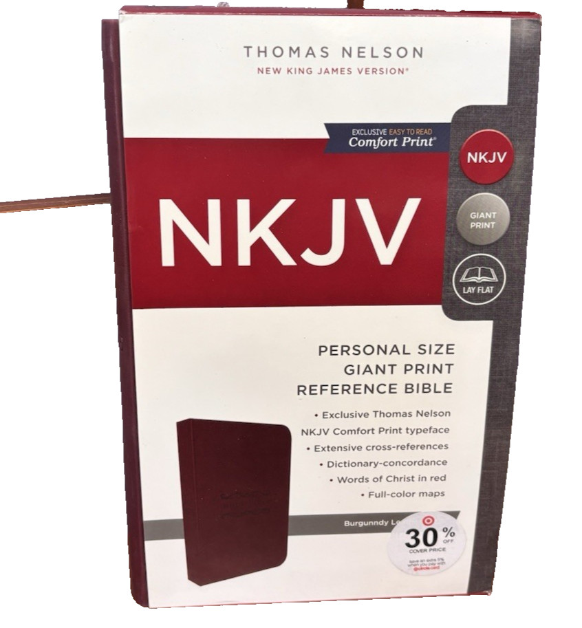 NKJV Giant Print Reference Bible BRAND NEW Burgundy Leathersoft