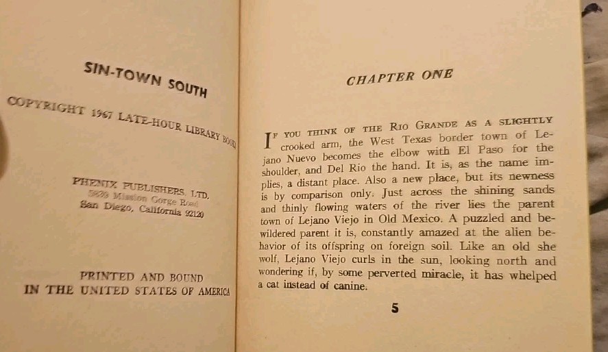 Sin Town South 1967 John Dexter GGA Sleeze Phenix Pulp Late Hour Paperback Ll735