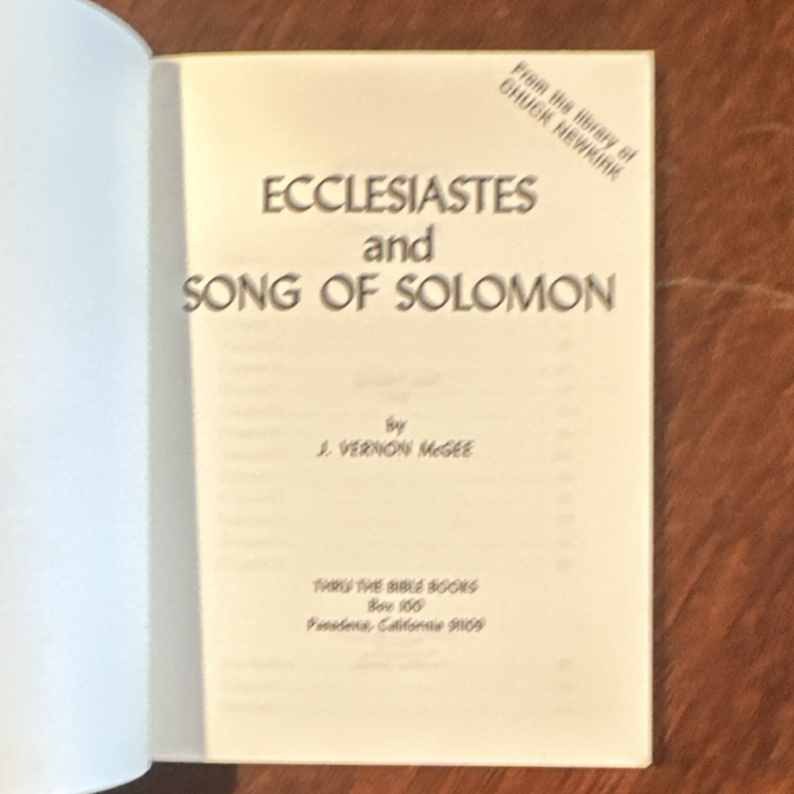 Thru the Bible Books Ecclesiastes and Song of Solomon J. Vernon McGee Paperback…