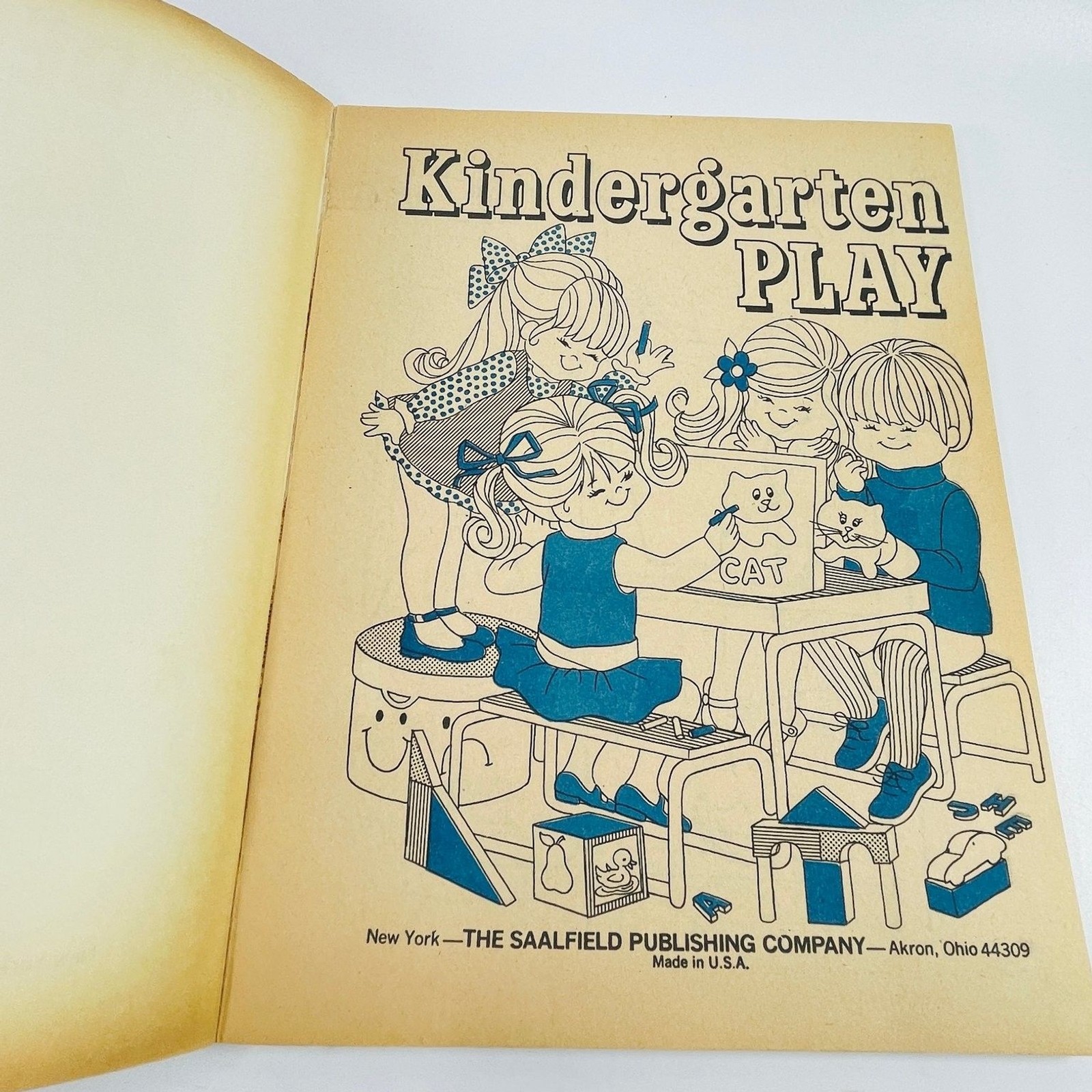 Kindergarten Play Artcraft 1960s Vintage Coloring Book Saalfield Uncolored