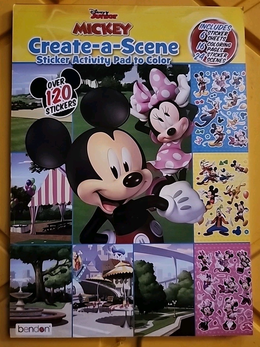 NEW Mickey Create-a-Scene Sticker Activity Pad & Color Book W4