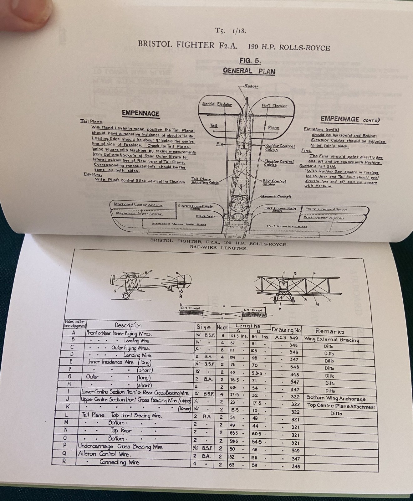 2 Air Board Technical Notes, Bristol F.2B WW1 , 1917/1997 Engine & RIgging PB