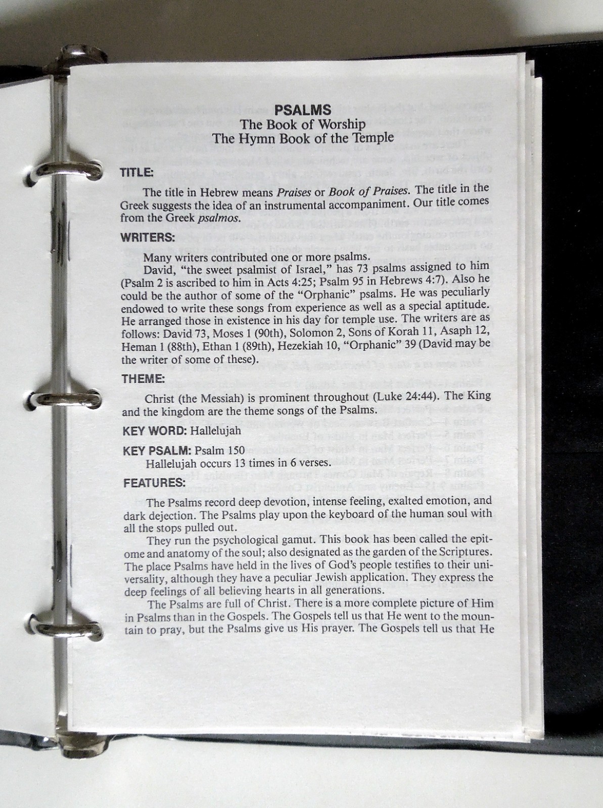 J. Vernon McGee’s Notes on the Holy Bible (partially complete, w/binder)