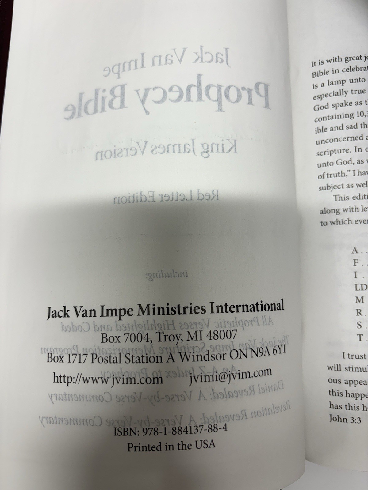 KJV Jack Van Impe Prophecy Bible Burgundy Leather Red Letter Limited Special Ed.