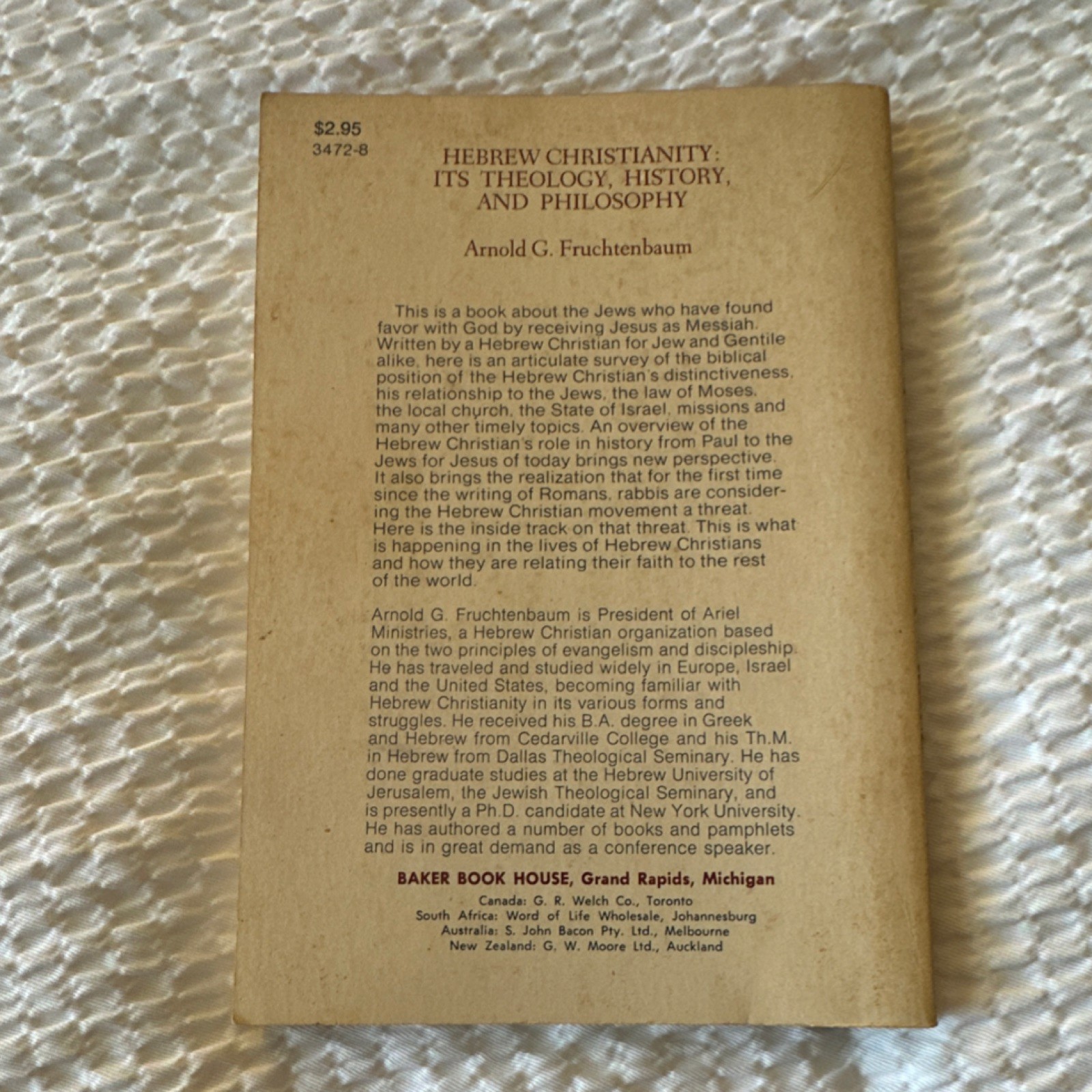 Hebrew Christianity Arnold G. Fruchtenbaum Paperback Baker Christianity Judaism
