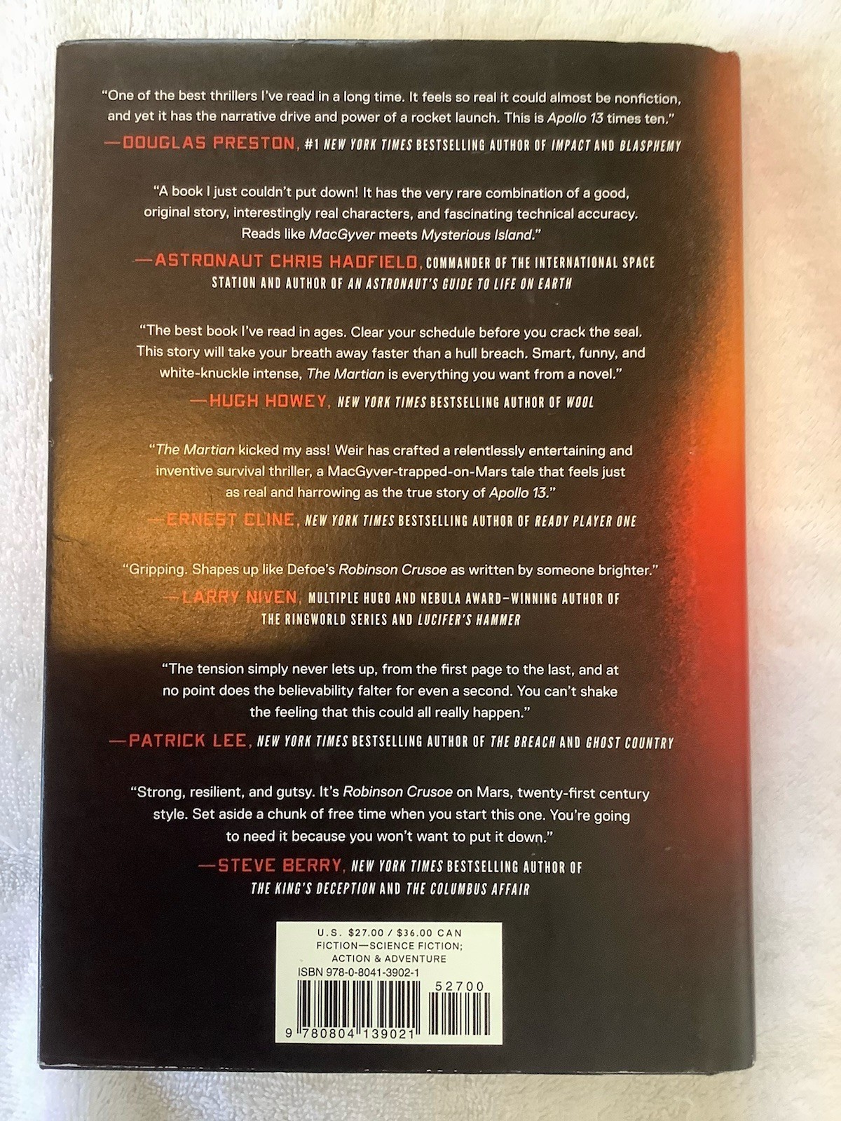 THE MARTIAN-ANDY WEIR 1st ED. HARDCOVER / ONCE READ