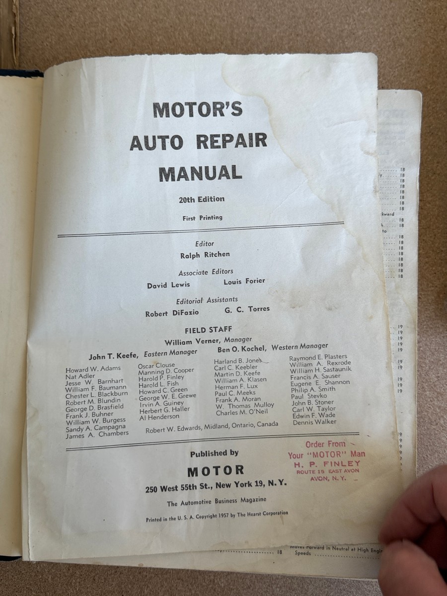 Motor’s Auto Repair Manual 1957