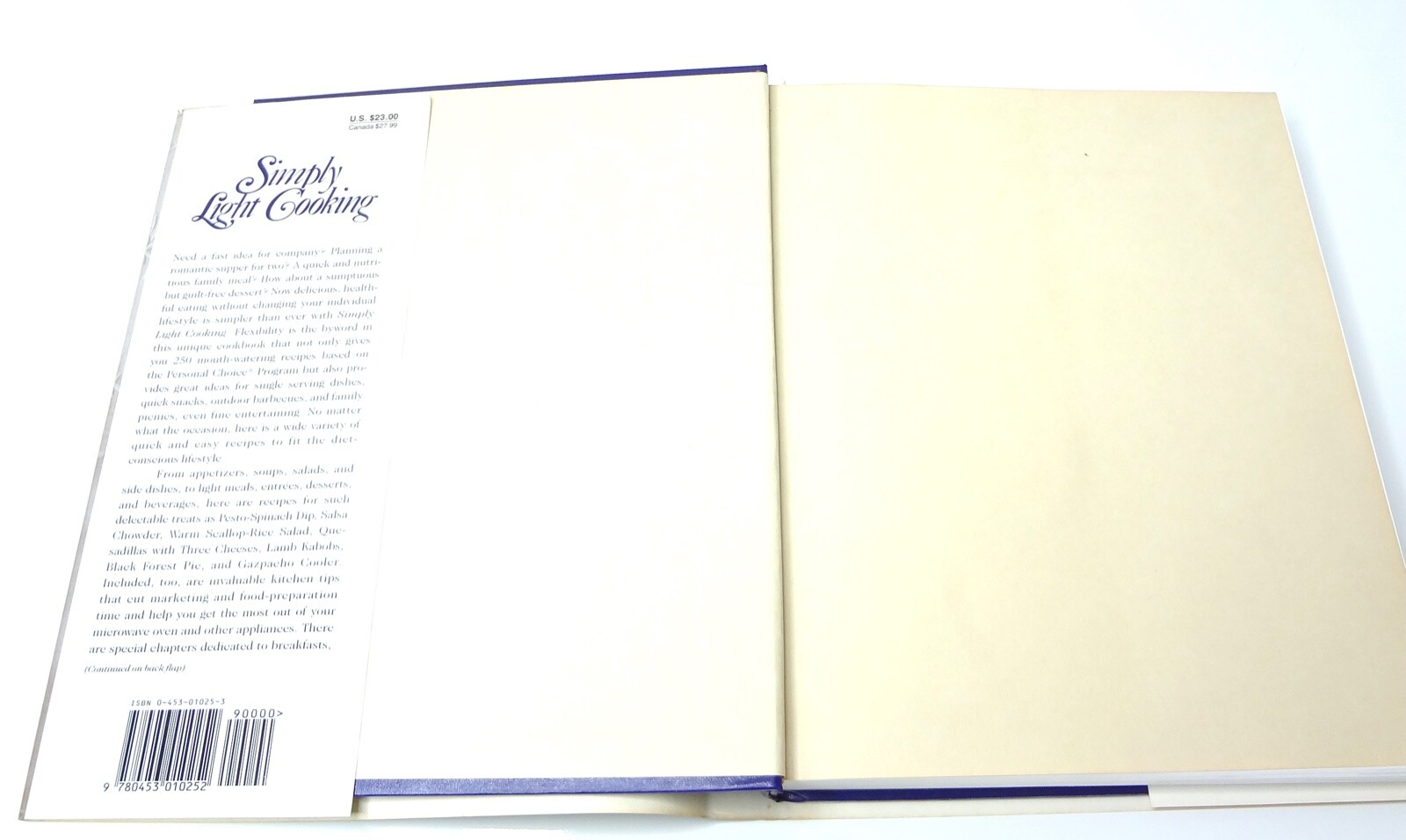 SIMPLY LIGHT COOKING Cookbook . FIRST 1st Edition 1992 . GREAT Condition