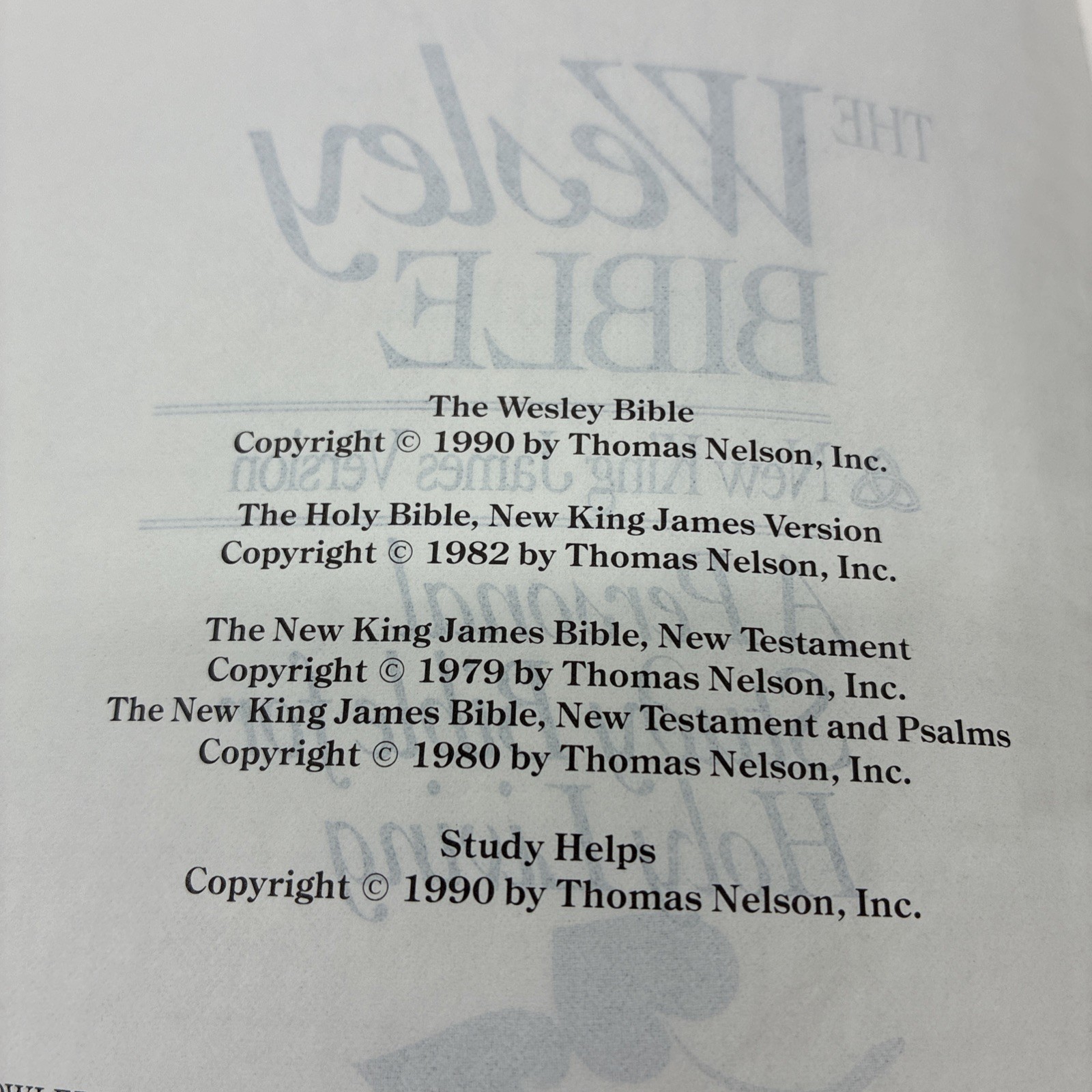 Rare! Nelson 1990 The Wesley Bible NKJV Personal Study Bible Genuine Leather 986