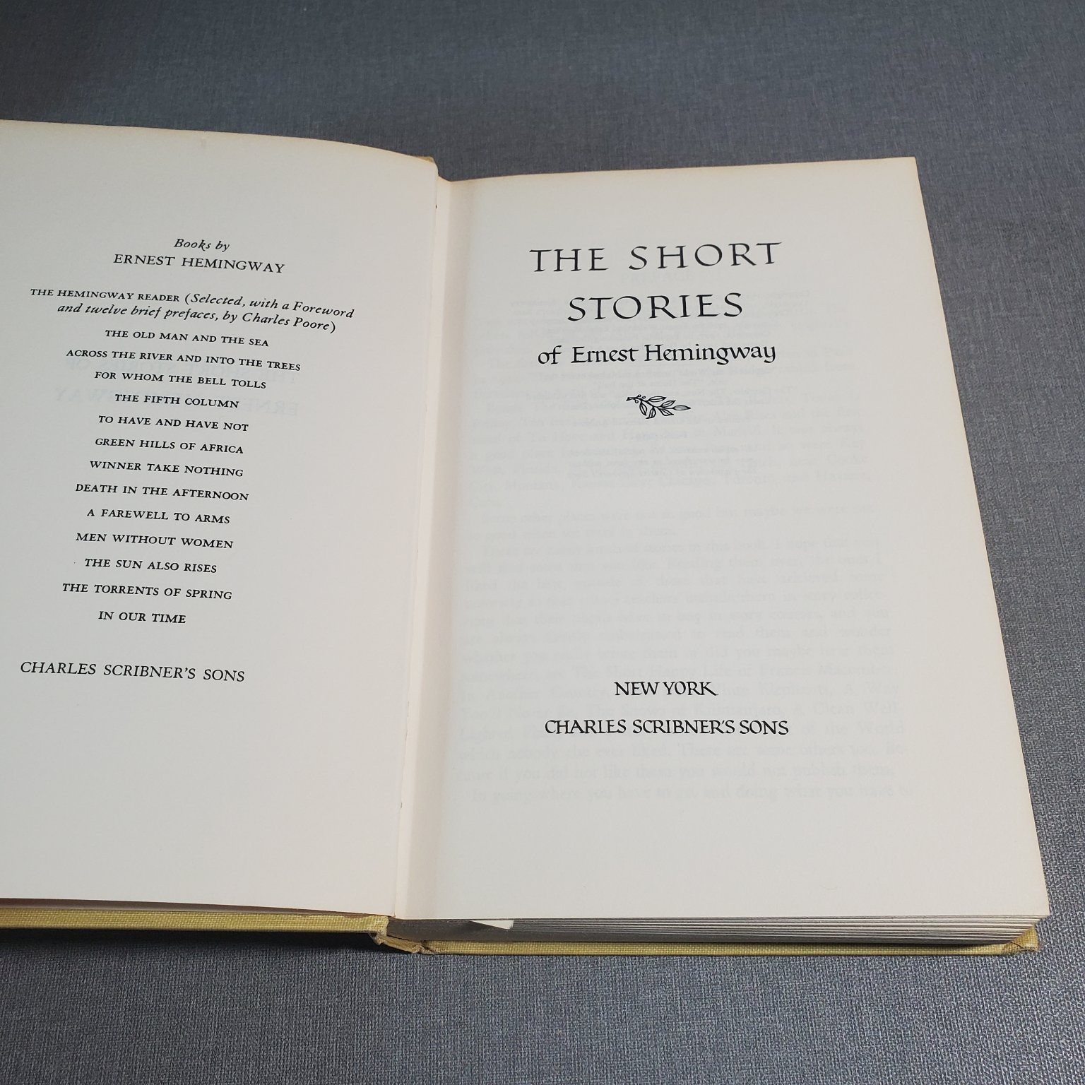 Short Stories of Ernest Hemingway 1937 First Collected Edition Scribner’s