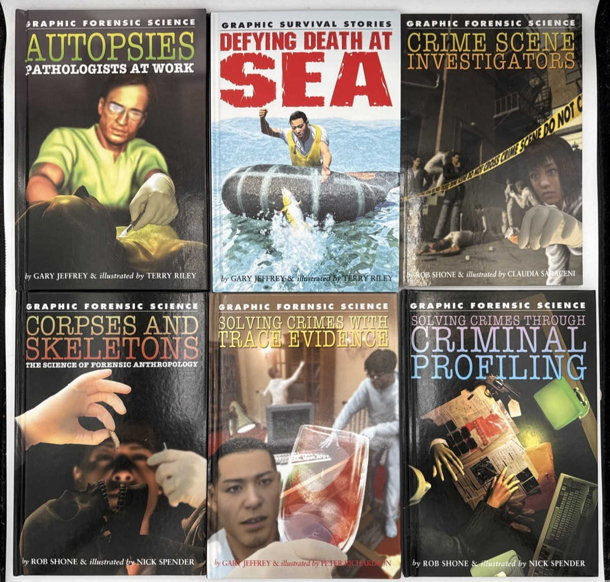 6 Graphic Forensic Science Books, Varied Titles, HC Books, B177
