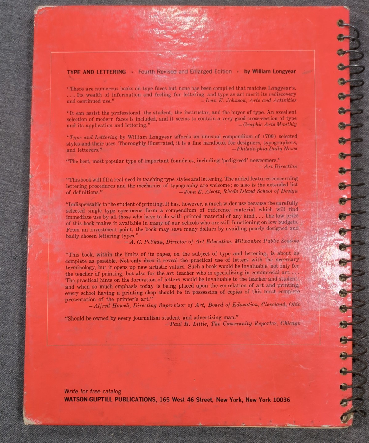1966 Type & Lettering William Longyear VTG Revised 4th Edition Spiral Bound HC