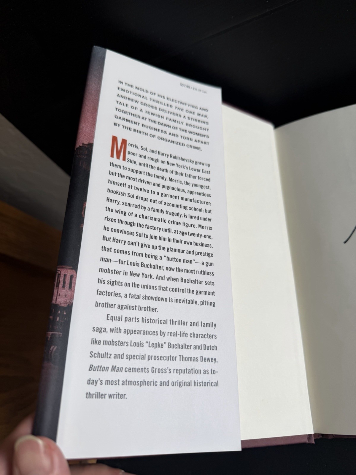 SIGNED 1st Edition 1st Printing Button Man Andrew Gross HC DJ 2018 Mafia Novel