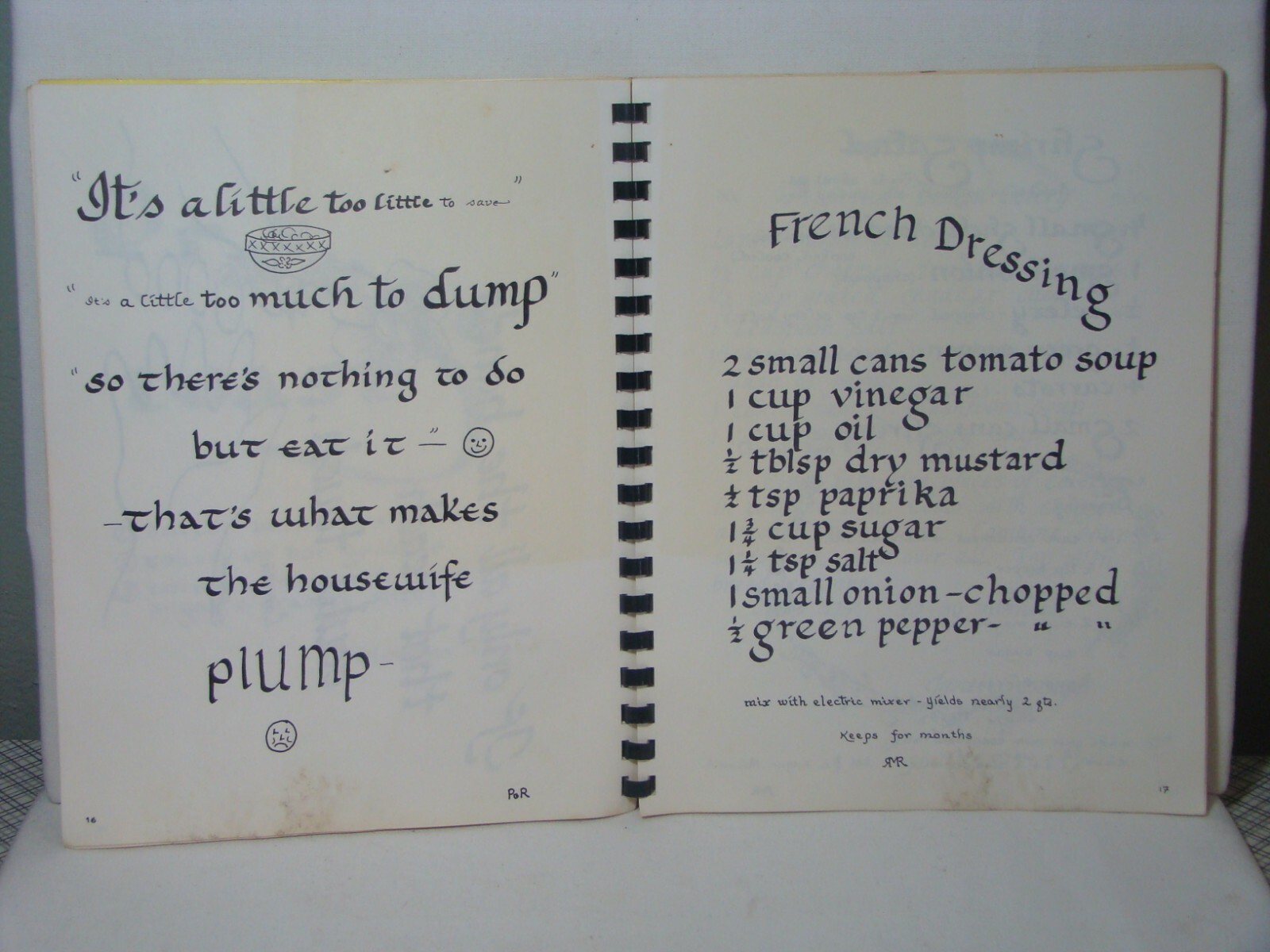 Cooking With Calligraphy Cookbook Hoven Aberdeen S.D. 1983 72 Pages Calligraphy