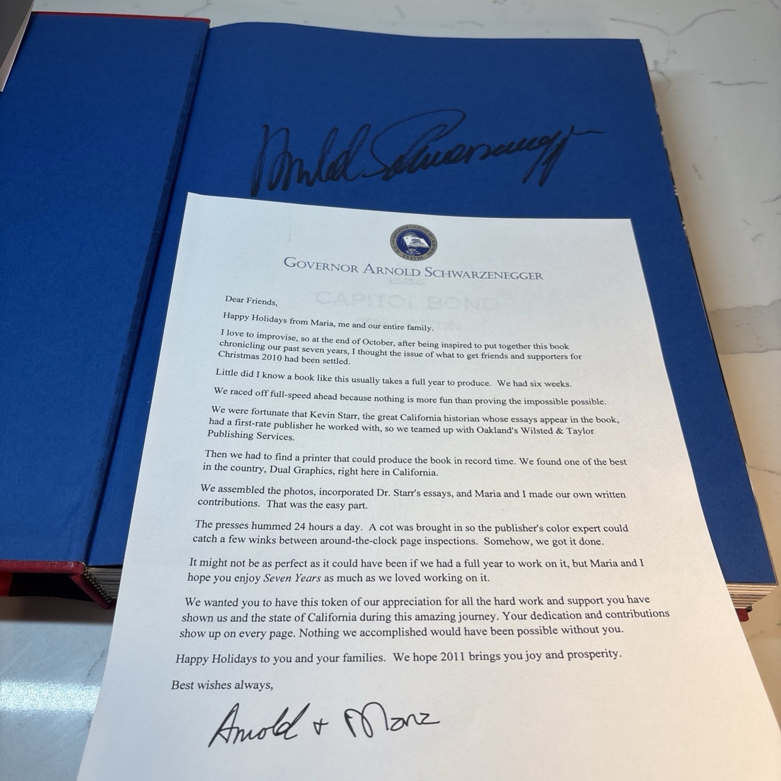 SIGNED by Arnold Schwarzenegger Seven Years 1st edition 2010 HC/DJ
