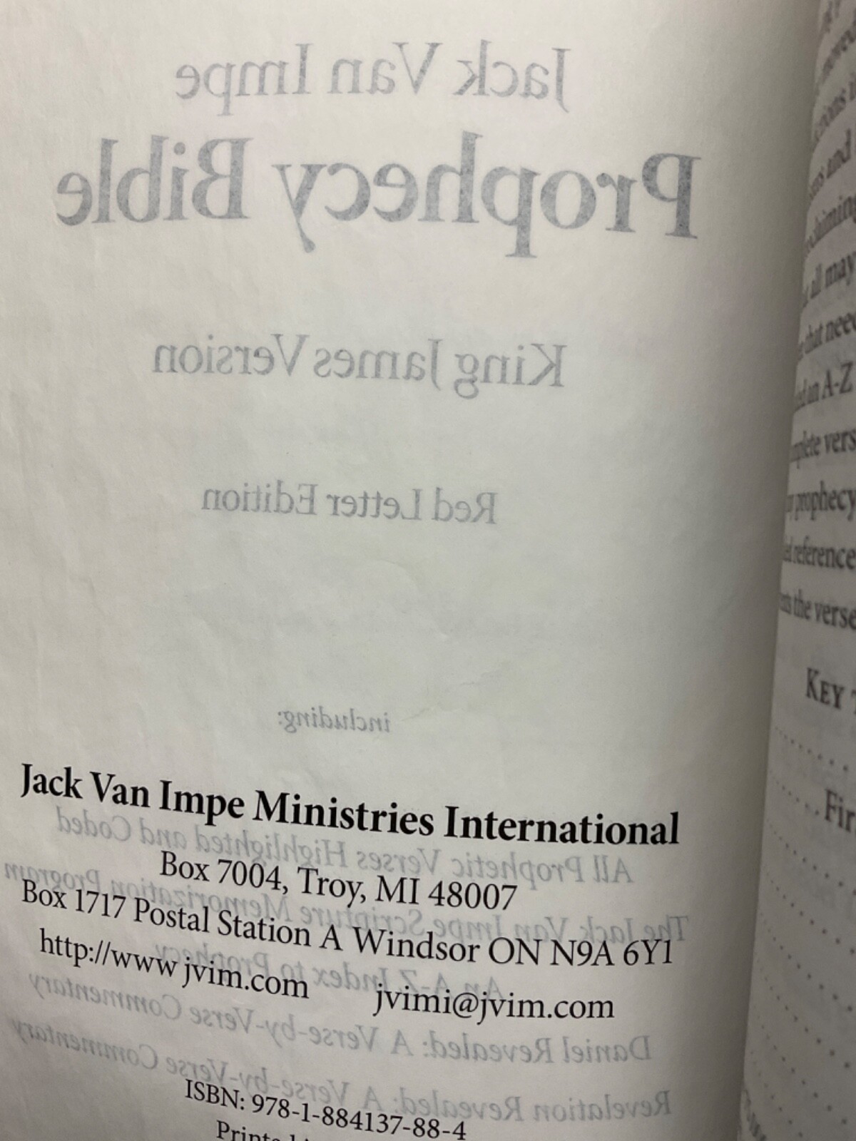 Jack Van Impe Prophecy Bible Limited Special Edition KJV Red Letter Edition