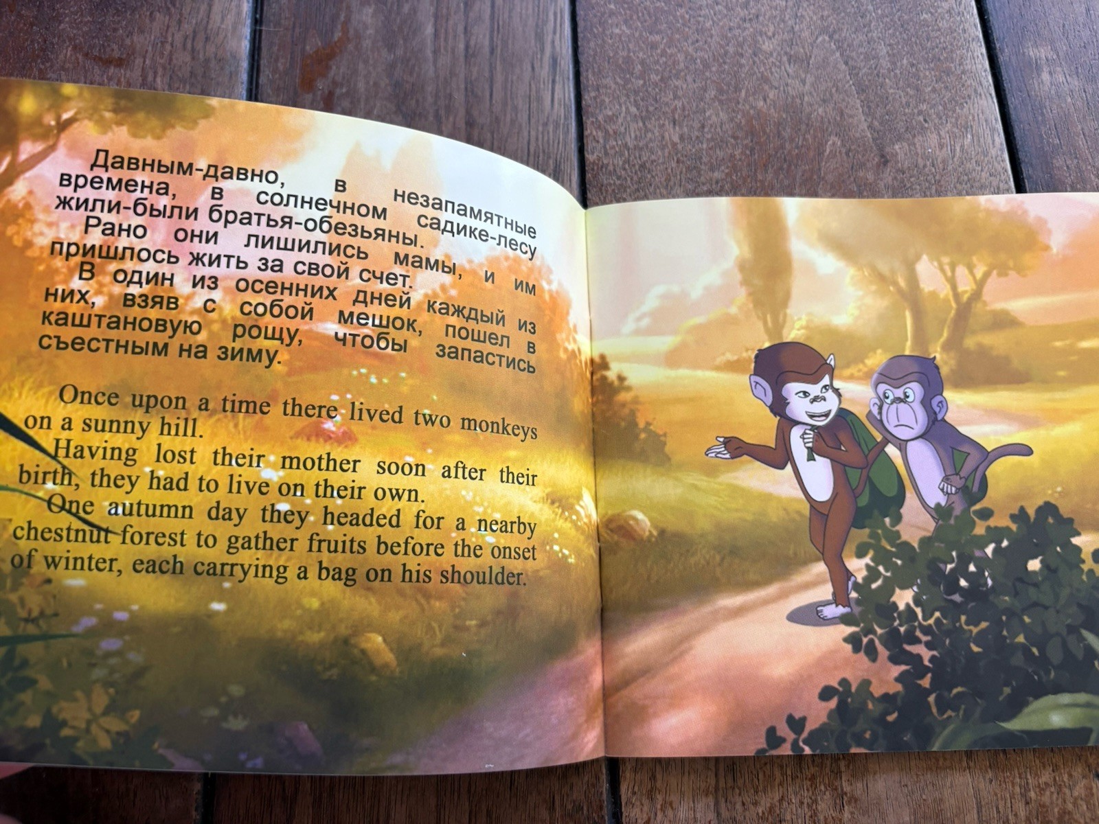 Korean Propaganda Childrens Story Book – „Monkey Brothers“ – Eng/Rus – 2025
