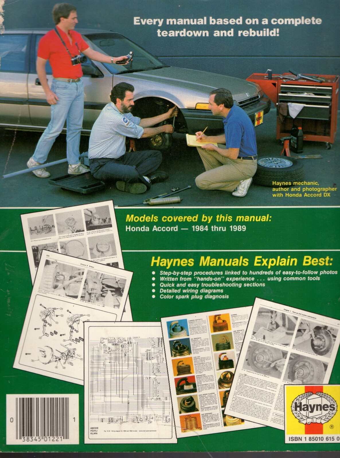 HAYNES Honda Accord 1984 thru 1989 Automotive Repair Manual 42011 (1221) MN1026