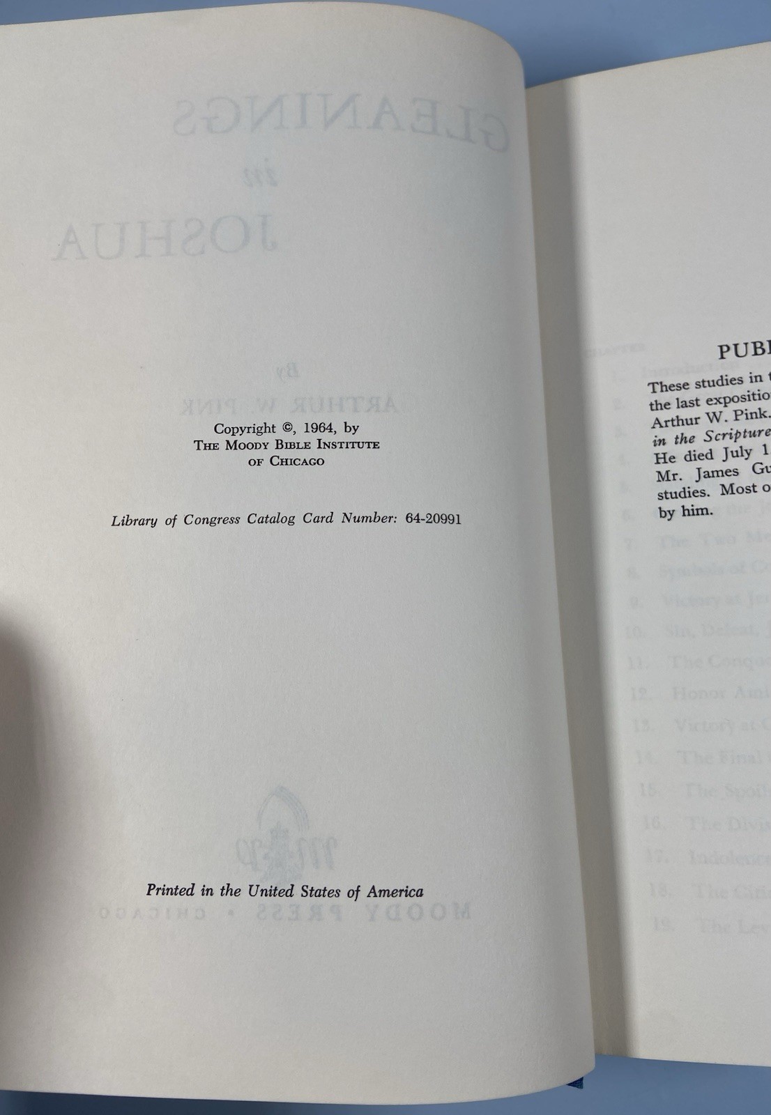 Vintage Gleanings In Joshua Arthur W Pink Moody Press 1965 Hardcover Christian