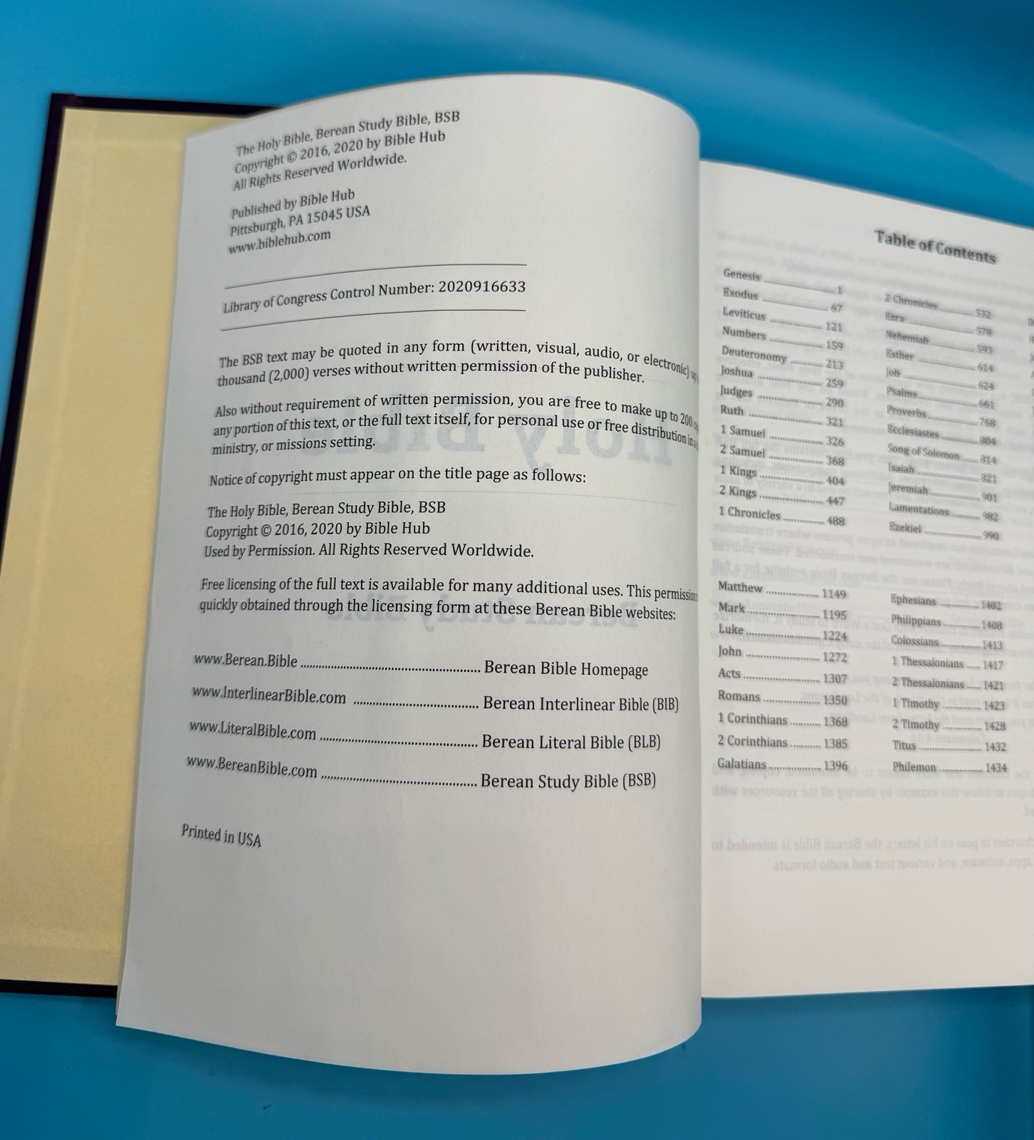 Berean Study Bible BSB — original 1st edition HC — 10.5 font, printed in USA