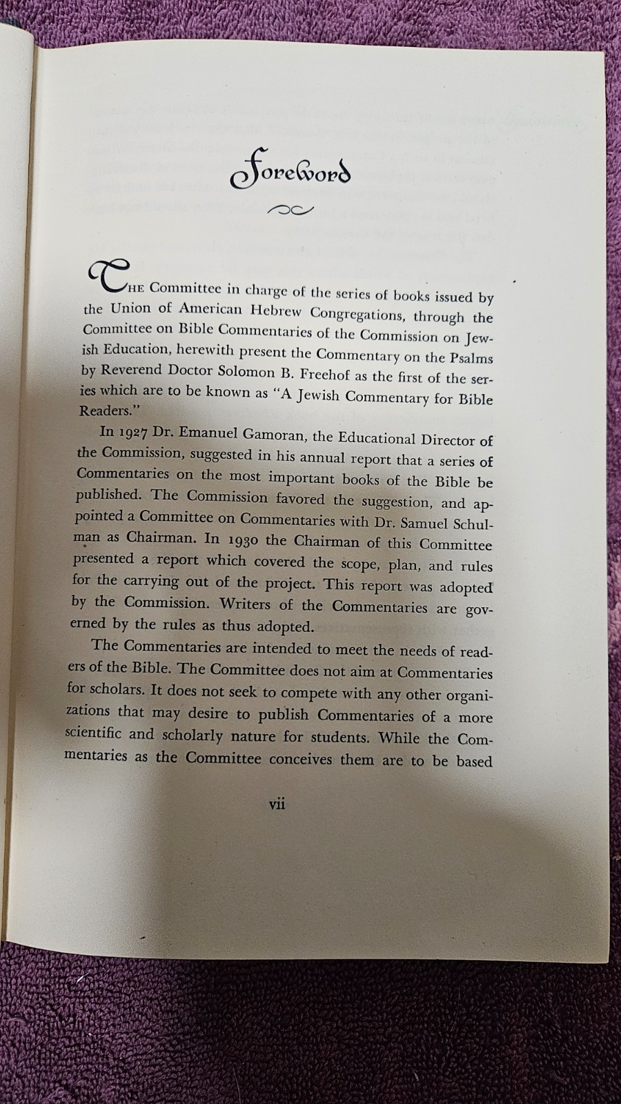 ‡ ✡️ Psalms, A Commentary by Freehof • 1938 HC 1st Ed 2nd Print • Jewish Poetry