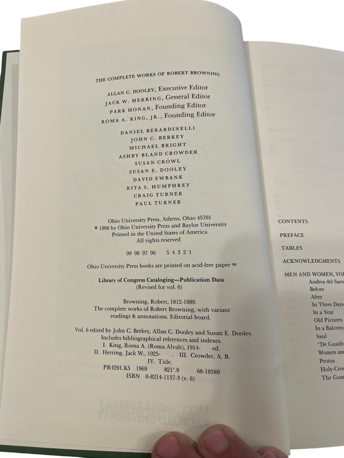 The Complete Works of Robert Browning Vol VI 1996 Baylor Ohio Univ