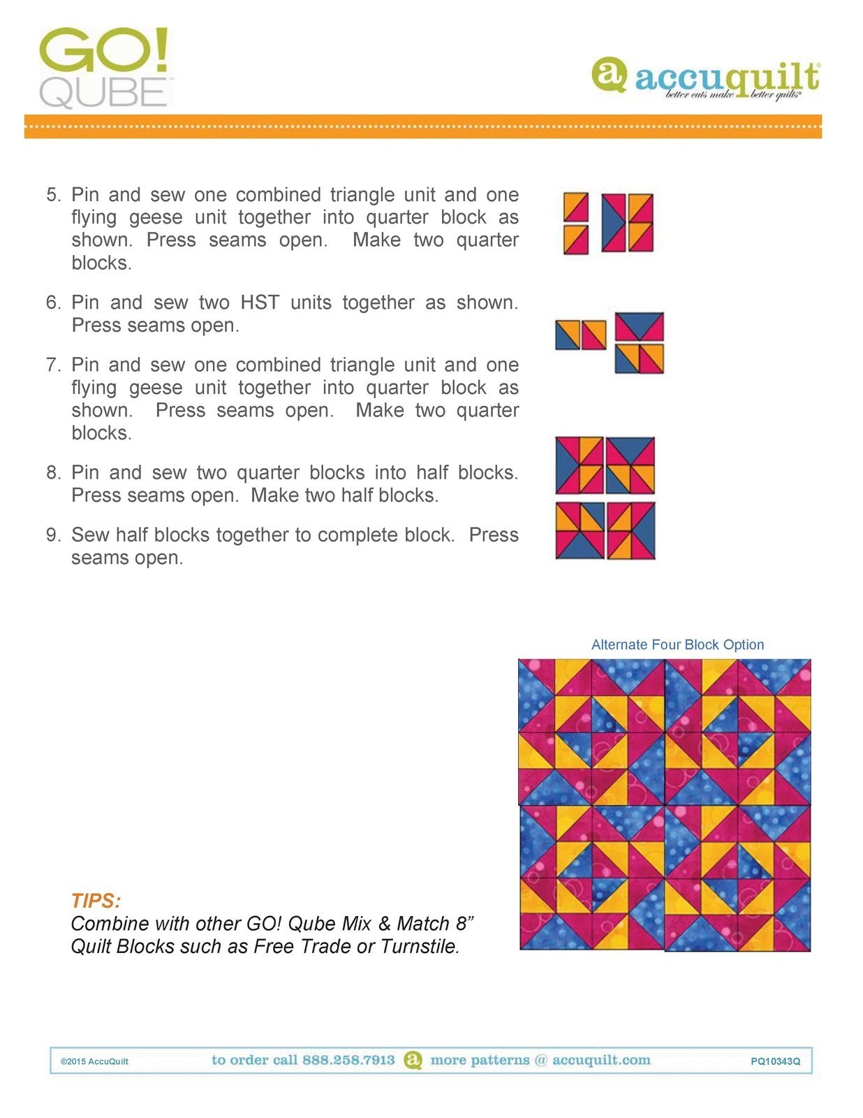 ACCUQUILT GO QUBE 8″ Block Patterns Manual – LOOP FASTENED – TOUGH JACKET
