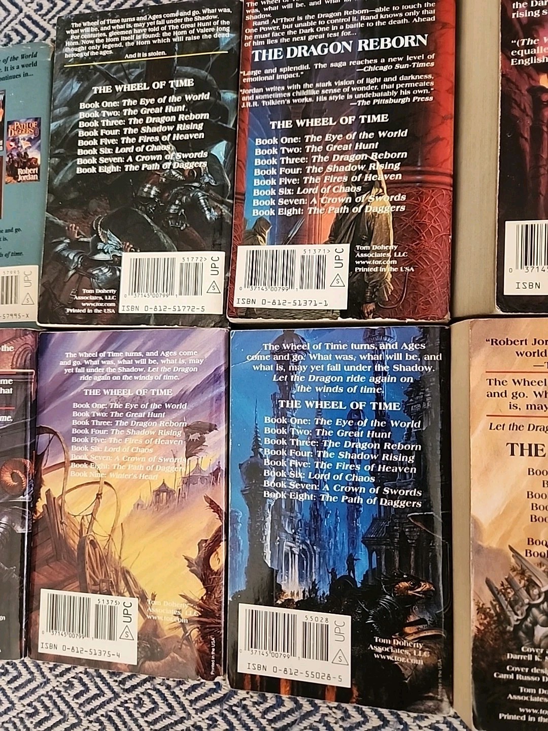 Robert Jordan the Wheel of Time Book Lot Books 1,2,3,4,5,6,7,8 Used