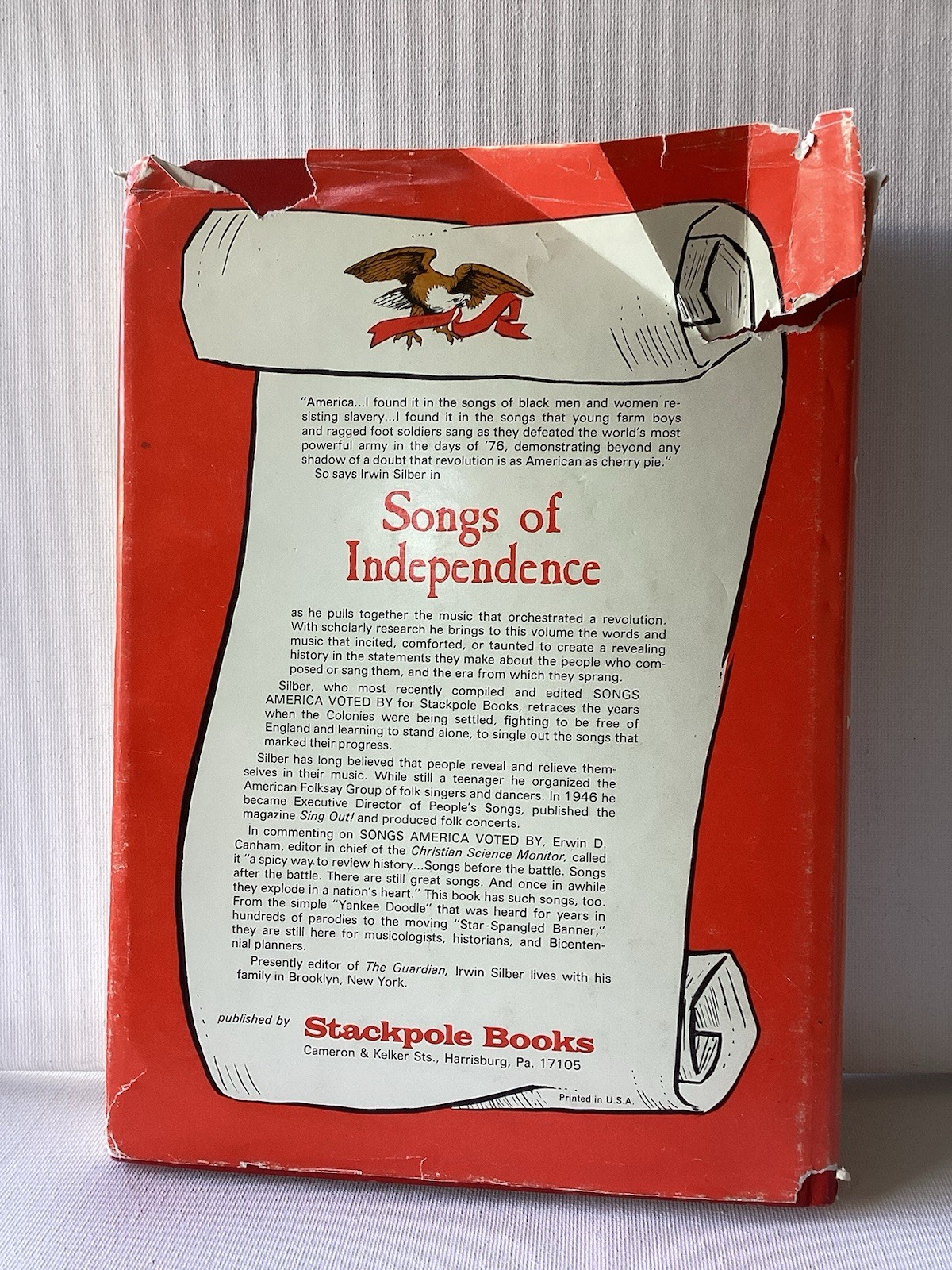 Songs of Independence compiled by Irwin Silber Vtg 1973 Book American Music