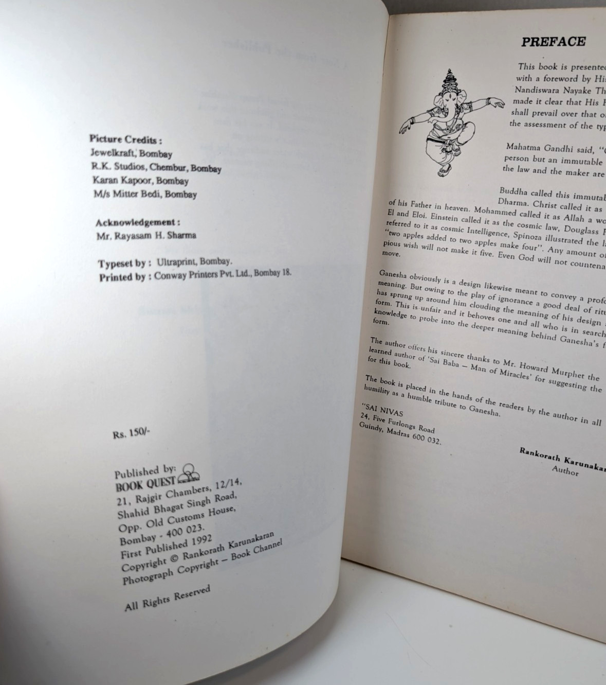 The Riddle of Ganesha – Karunakaran – 1992 Bombay Softcover – Hindu Art History