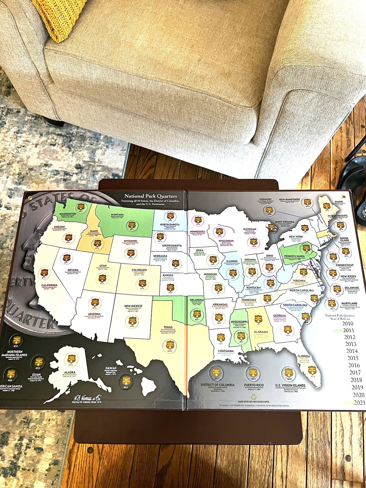National Park Quarter Collector’s Map-Whitman Publishing-Quarters Not Included*