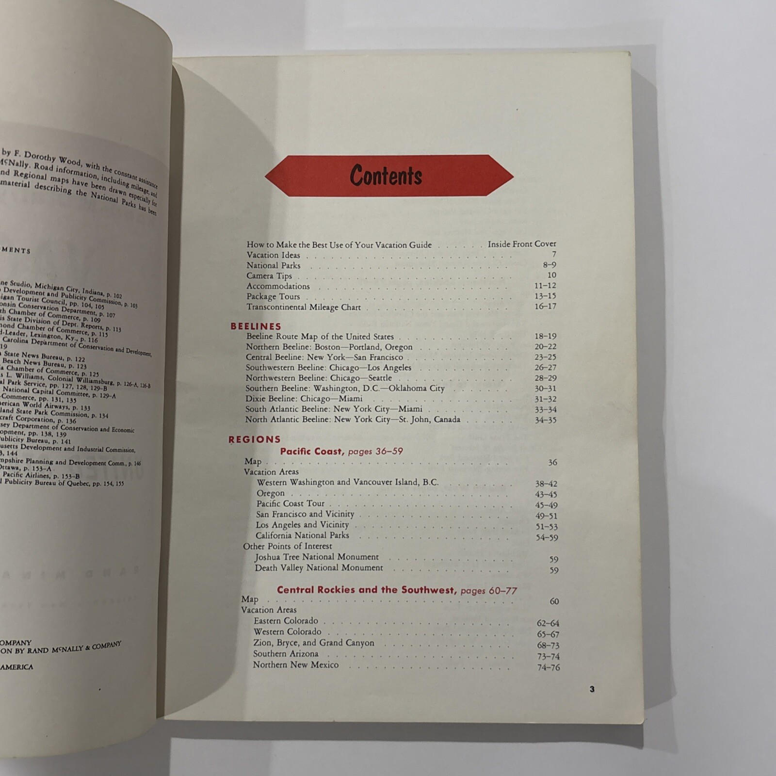 VTG 1955 RAND McNALLY VACATION GUIDE United States and Canada – Paperback