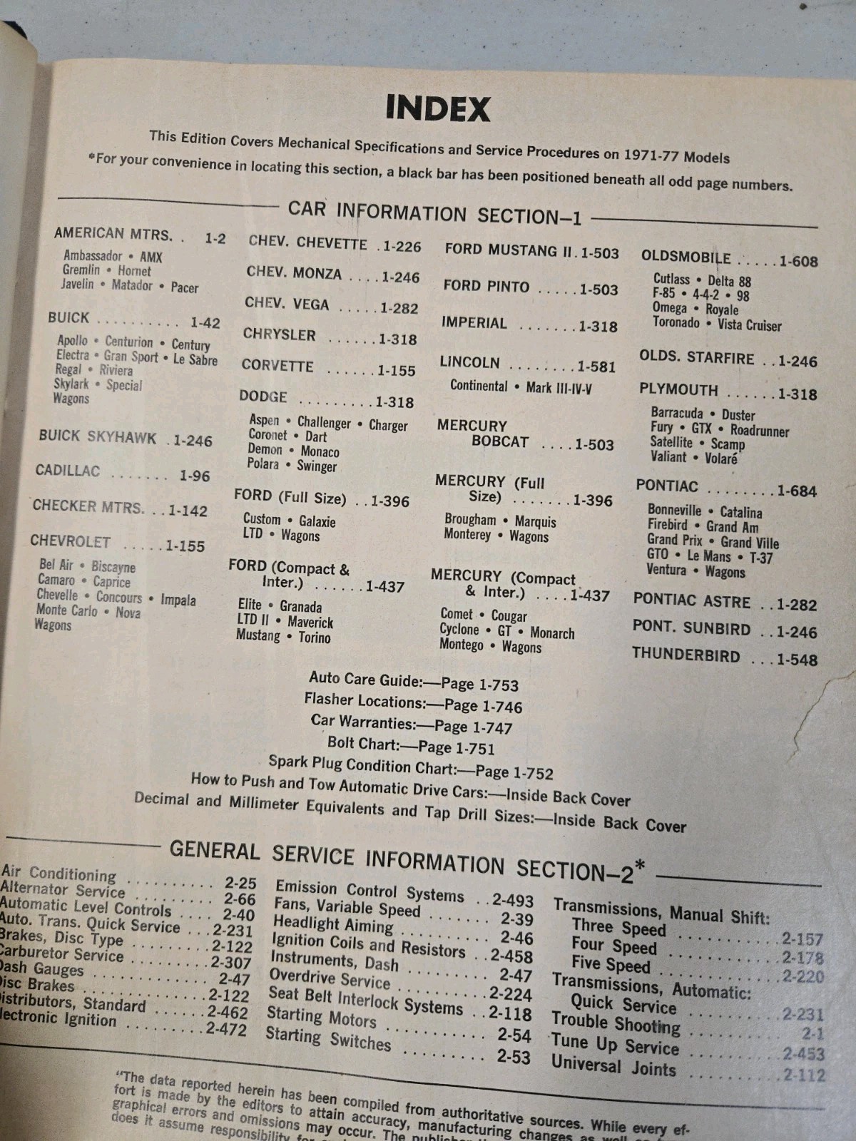 Motor’s Auto Repair Manual 1971-1977 Models 40th Edition