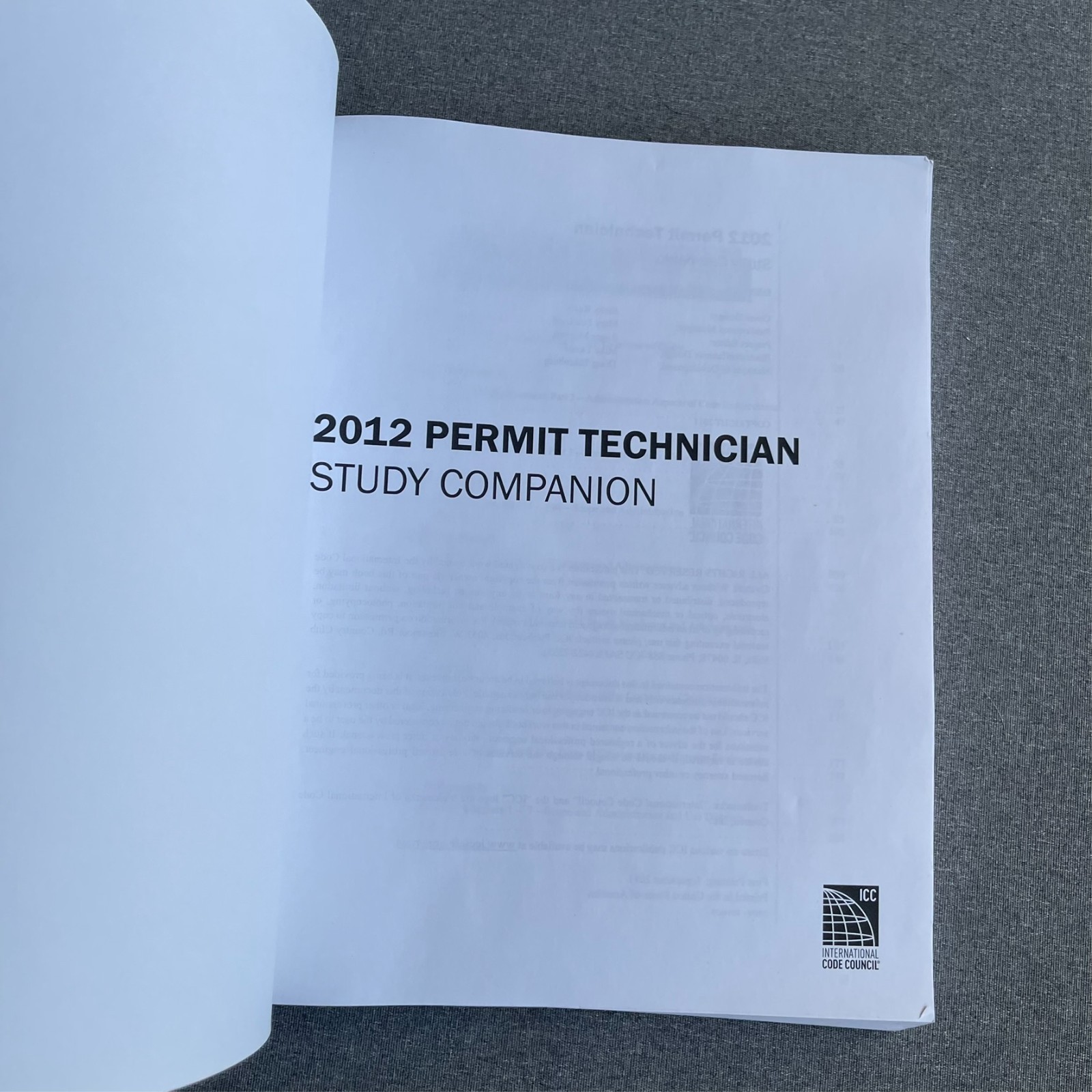 2012 Permit Techician Study Companion by ICC and Study Sessions Paperback