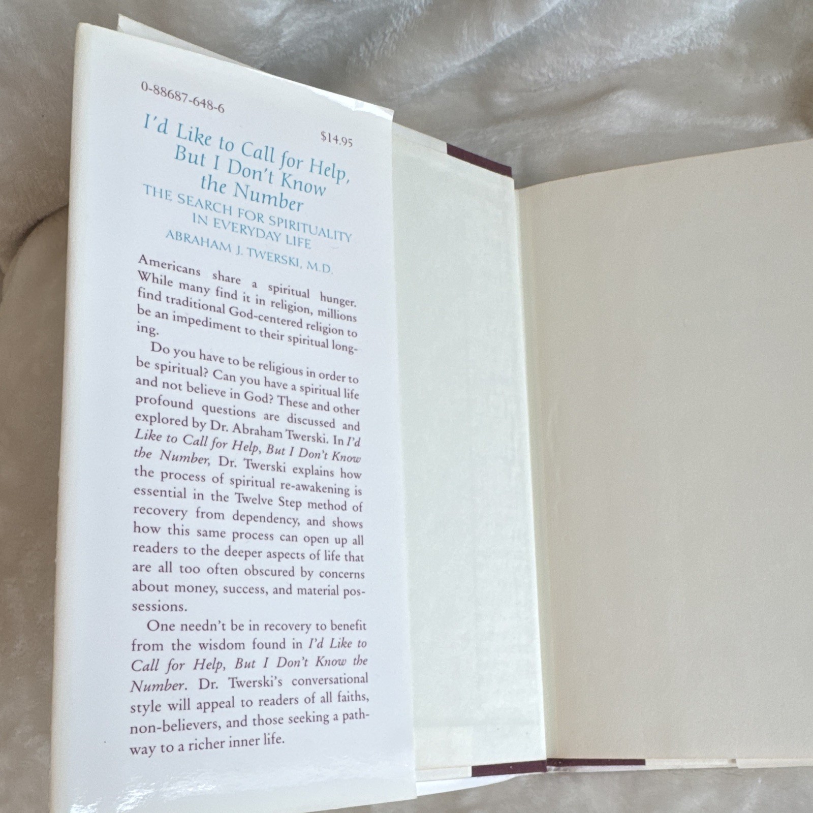 Abraham J. Twerski I’d Like to Call for Help 1991 Hardcover Pharos DJ