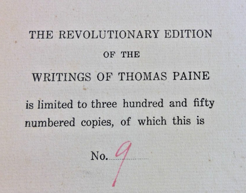 The Writings of Thomas Paine Vol 1 ~1908~American Revolutionary Number 9 of 350