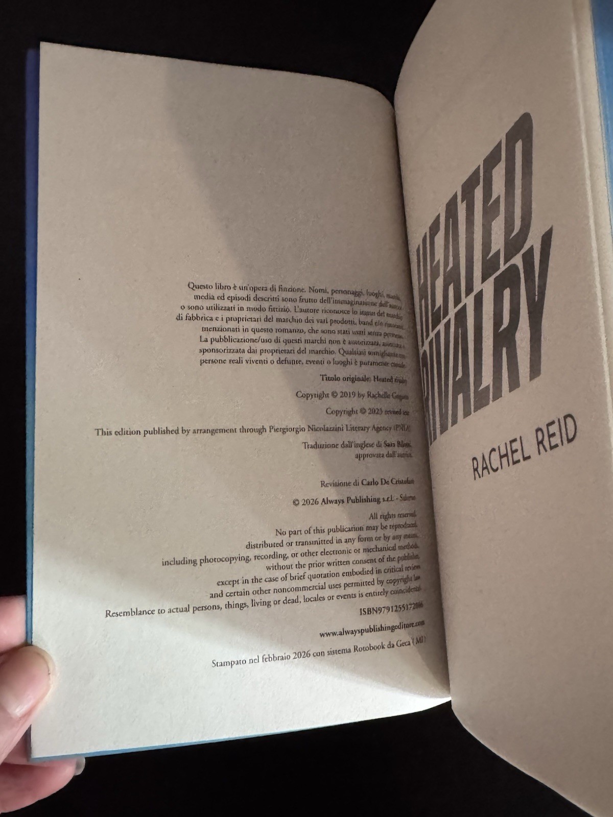 Heated Rivalry By Rachel Reid The Game Changers Italian Edition w/Printed Edge