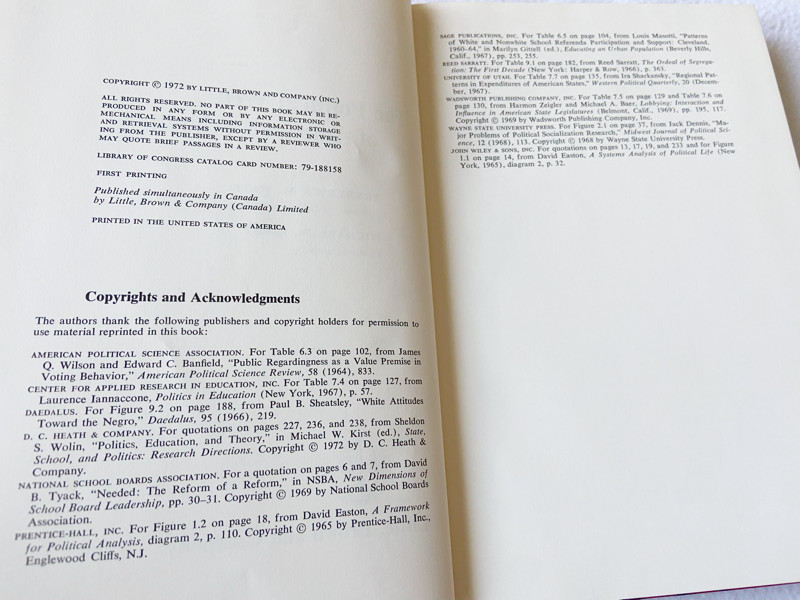 (First Printing) 1972 HC The political web of American schools
