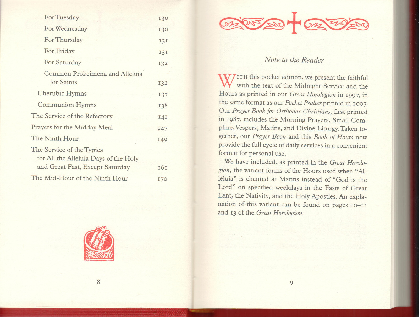 Book of Hours (Pocket Sized) by Holy Transfiguration Monastery (Hard Cover) -NEW