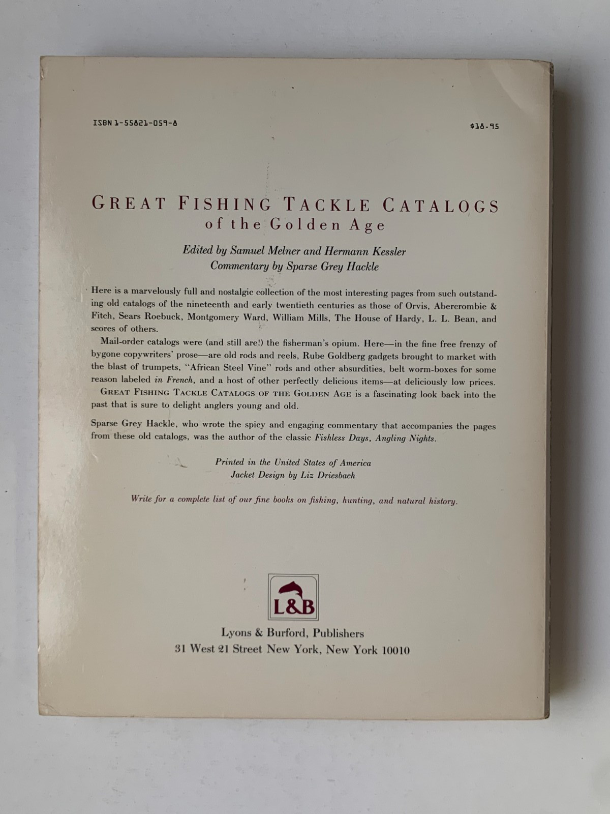 GREAT FISHING TACKLE CATALOGS OF GOLDEN AGE Melner & Kessler, Sparse Hackle 1990