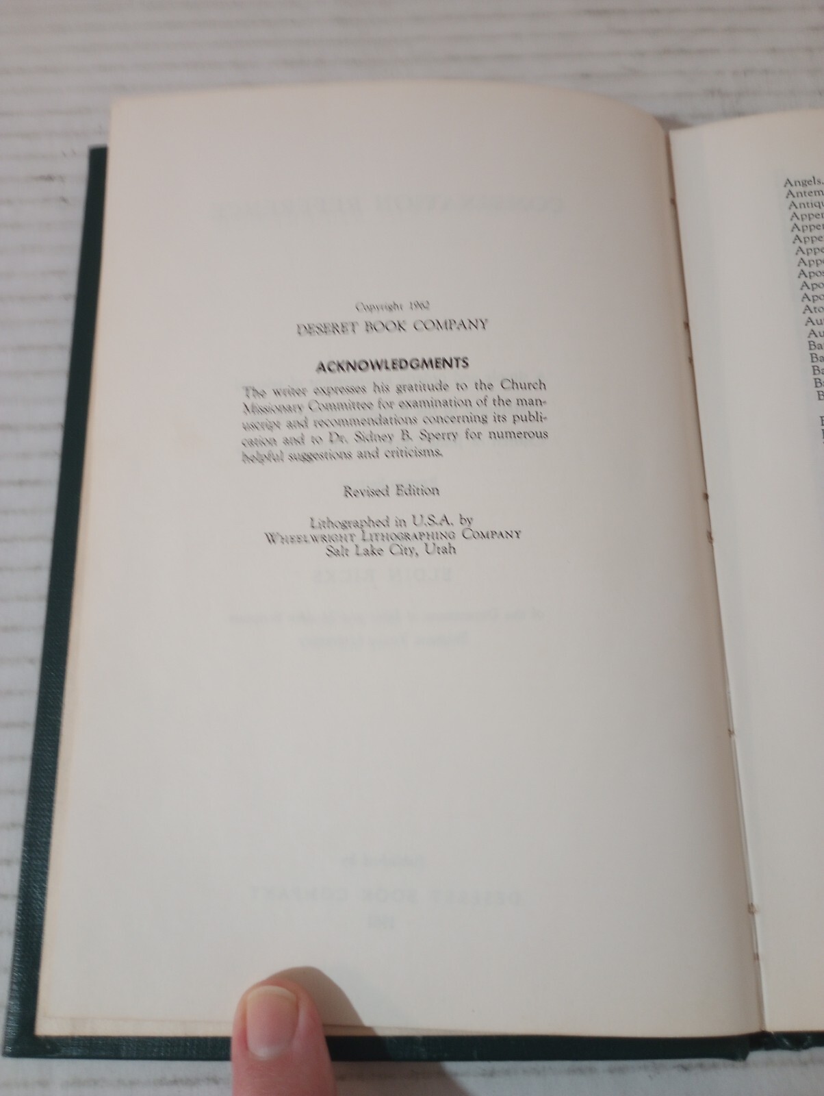 Combination Reference By Eldin Ricks Revised Edition 1961 LDS Mormon