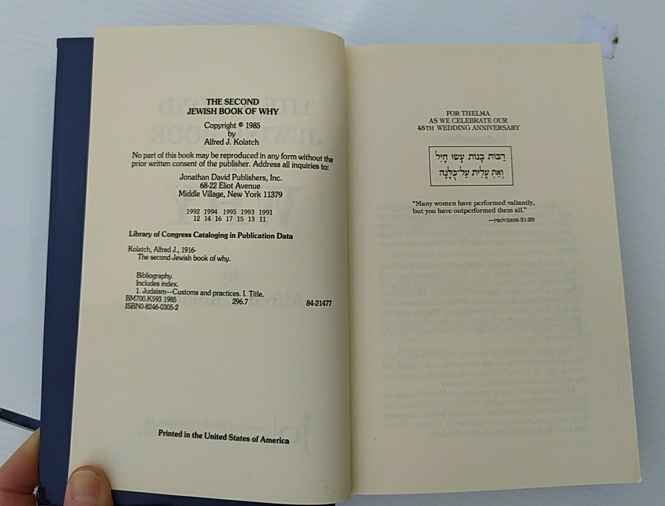 Jewish History & Culture: The Jewish Book of Why Set by Alfred J. Kolatch, 2 Vol