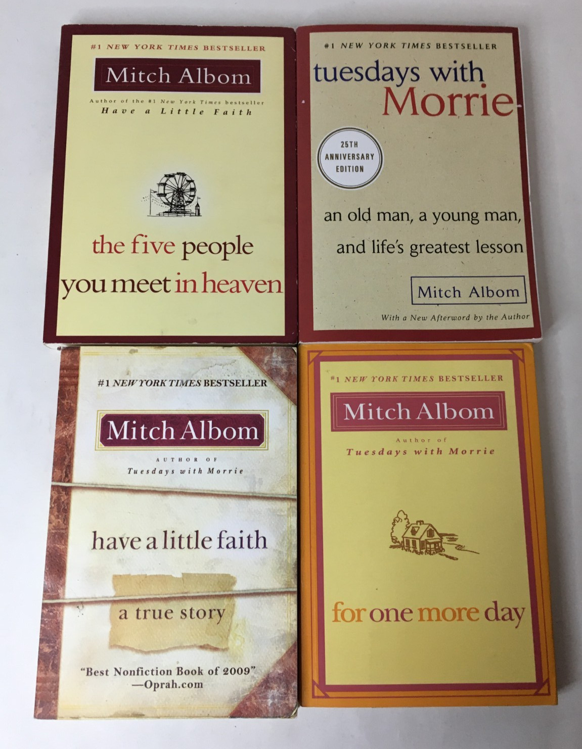 Mitch Albom Lot of 4 Paperbacks – Tuesdays Five People Faith One More Day
