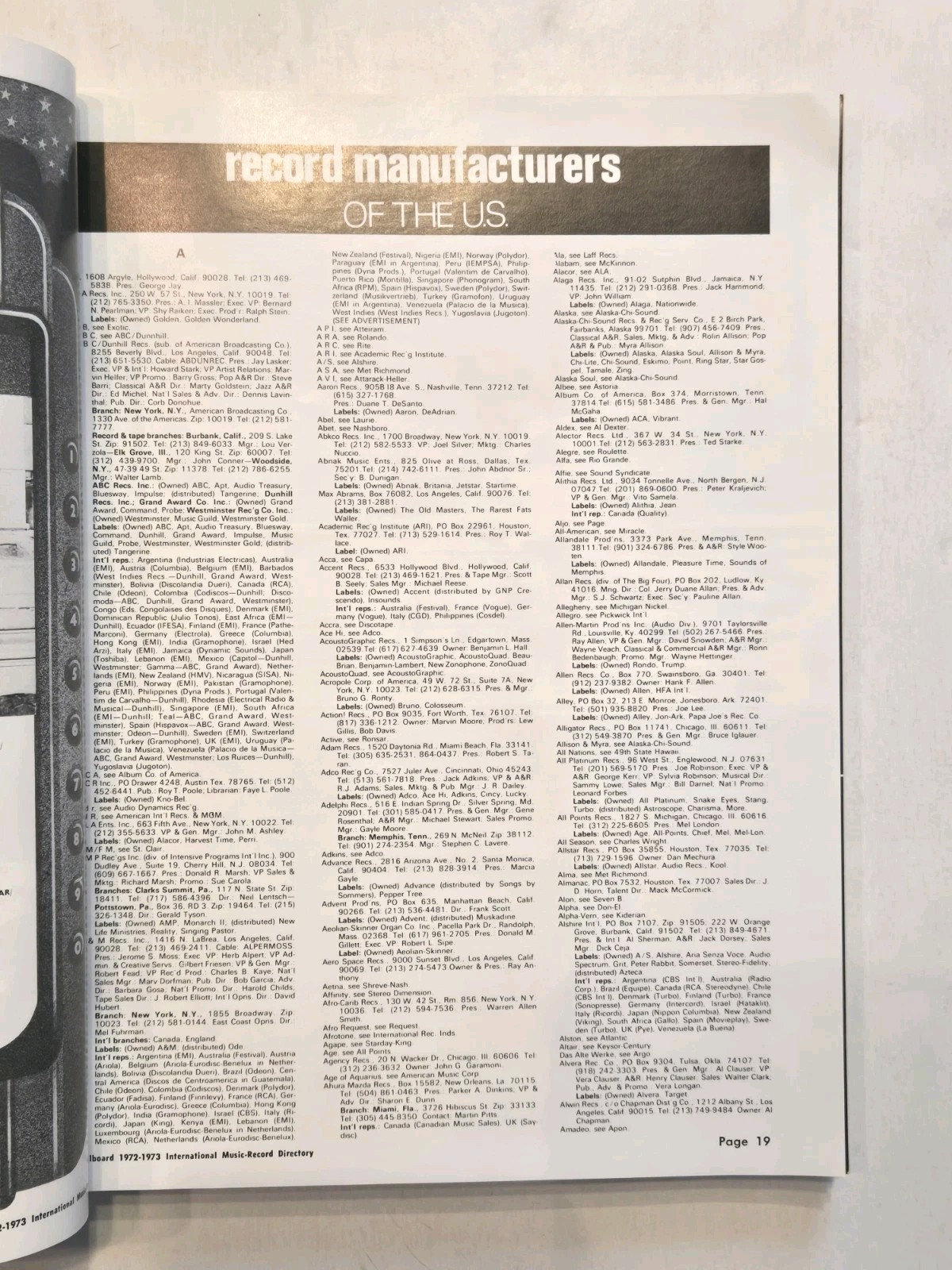 1972/73 Billboard Publications International Buyers Guide Music Records