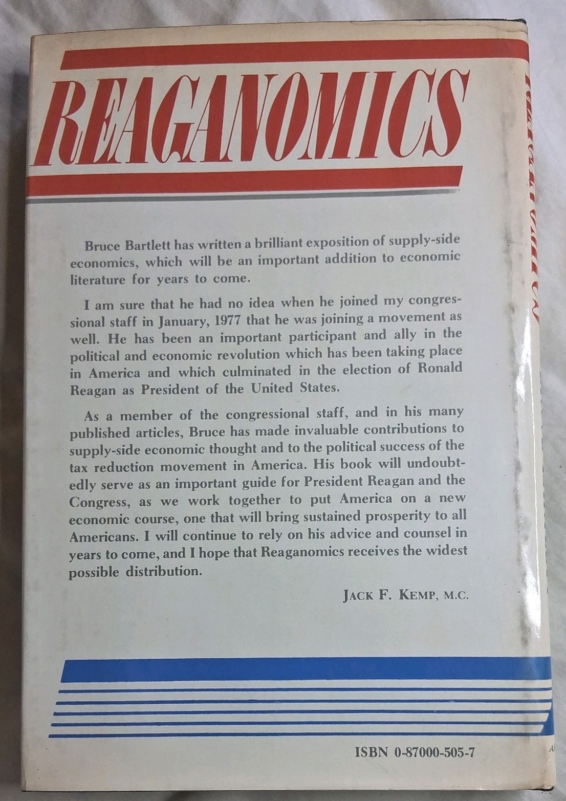 Reaganomics: Supply Side Economics in Action Bruce Bartlett HC/DJ Arlington